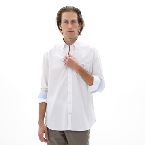 NAVY & GREEN-Ανδρικό πουκάμισο NAVY & GREEN COMFORT FIT λευκό