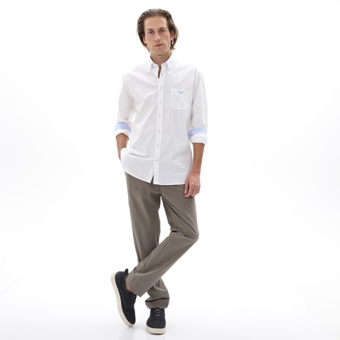 NAVY & GREEN-Ανδρικό πουκάμισο NAVY & GREEN COMFORT FIT λευκό