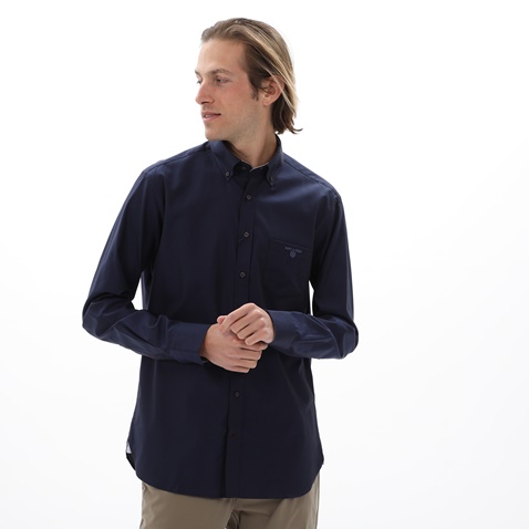 NAVY & GREEN-Ανδρικό πουκάμισο NAVY & GREEN COMFORT FIT μπλε σκούρο