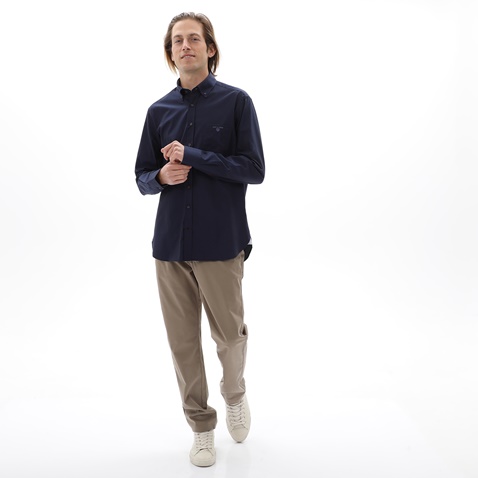 NAVY & GREEN-Ανδρικό πουκάμισο NAVY & GREEN COMFORT FIT μπλε σκούρο