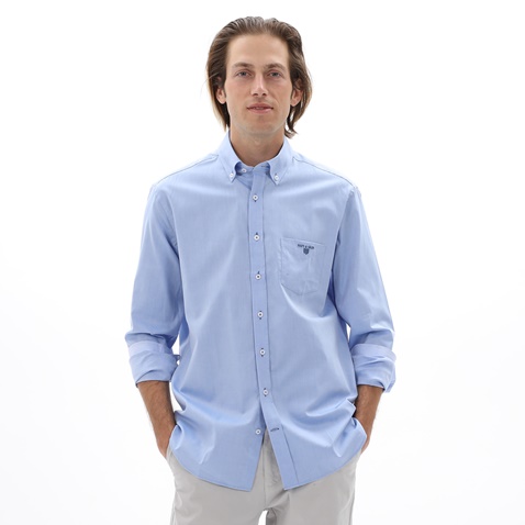 NAVY & GREEN-Ανδρικό πουκάμισο NAVY & GREEN COMFORT FIT γαλάζιο