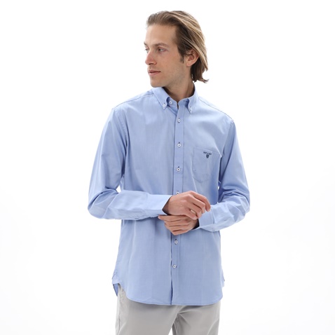 NAVY & GREEN-Ανδρικό πουκάμισο NAVY & GREEN COMFORT FIT γαλάζιο