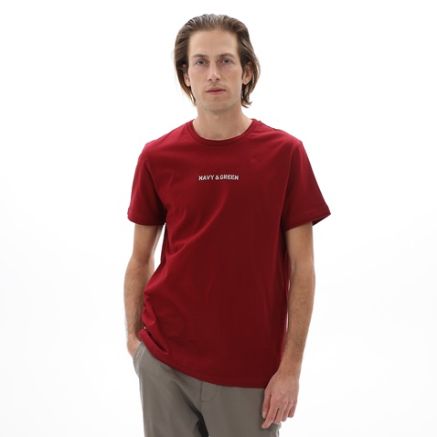 NAVY & GREEN-Ανδρικό t-shirt NAVY & GREEN κόκκινο