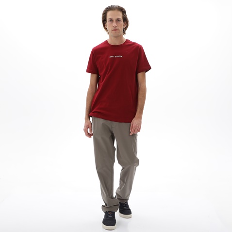 NAVY & GREEN-Ανδρικό t-shirt NAVY & GREEN κόκκινο