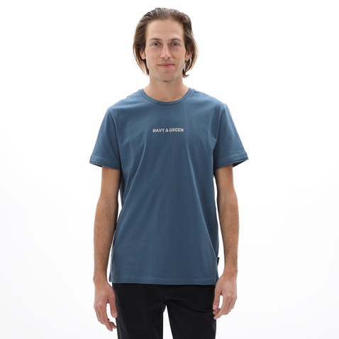 NAVY & GREEN-Ανδρικό t-shirt NAVY & GREEN μπλε