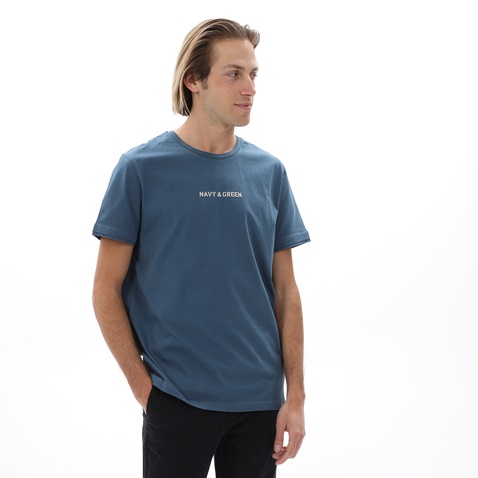NAVY & GREEN-Ανδρικό t-shirt NAVY & GREEN μπλε