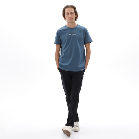 NAVY & GREEN-Ανδρικό t-shirt NAVY & GREEN μπλε
