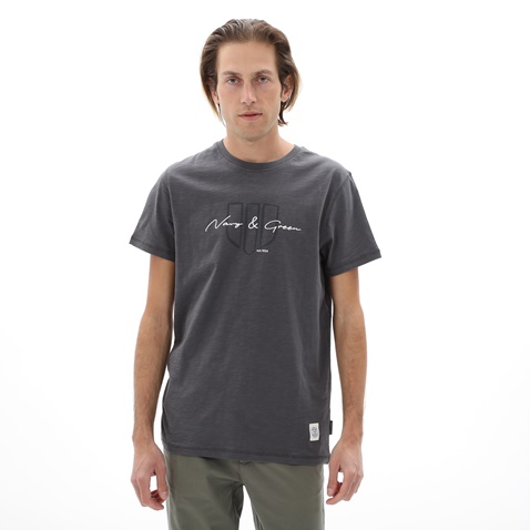 NAVY & GREEN-Ανδρικό t-shirt NAVY & GREEN ανθρακί