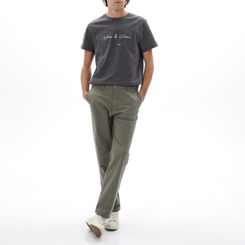 NAVY & GREEN-Ανδρικό chino παντελόνι NAVY & GREEN MODERN FIT πράσινο
