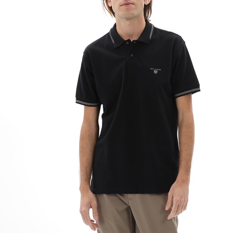 NAVY & GREEN-Ανδρική polo μπλούζα NAVY & GREEN μαύρη