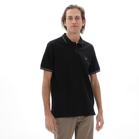 NAVY & GREEN-Ανδρική polo μπλούζα NAVY & GREEN μαύρη
