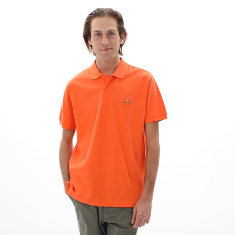 NAVY & GREEN-Ανδρική polo μπλούζα NAVY & GREEN πορτοκαλί