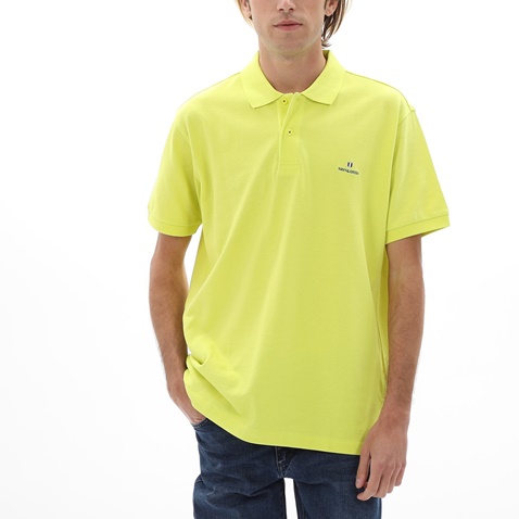 NAVY & GREEN-Ανδρική polo μπλούζα NAVY & GREEN κίτρινο lime