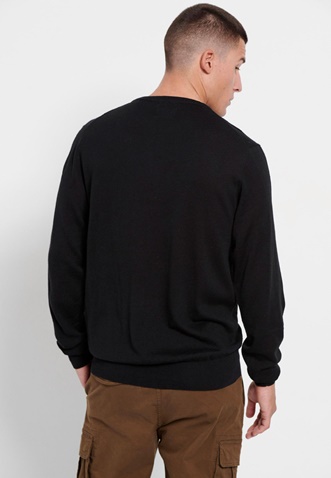 FUNKY BUDDHA-Ανδρική πλεκτή μπλούζα FUNKY BUDDHA merino blend μαύρη