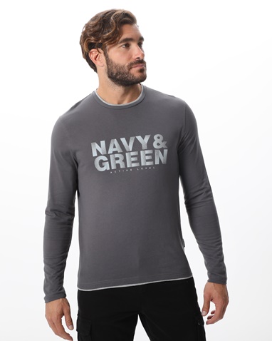 NAVY & GREEN-Ανδρικό μακρυμάνικη μπλούζα NAVY & GREEN γκρι