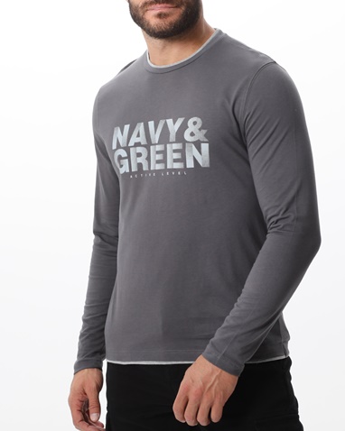 NAVY & GREEN-Ανδρικό μακρυμάνικη μπλούζα NAVY & GREEN γκρι