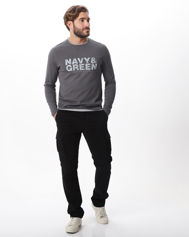 NAVY & GREEN-Ανδρικό μακρυμάνικη μπλούζα NAVY & GREEN γκρι
