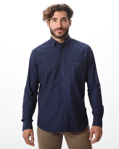 NAVY & GREEN-Ανδρικό πουκάμισο NAVY & GREEN comfort fit  μπλε 