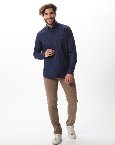 NAVY & GREEN-Ανδρικό πουκάμισο NAVY & GREEN comfort fit  μπλε 