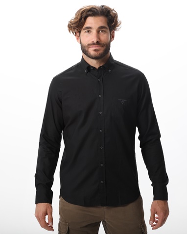 NAVY & GREEN-Ανδρικό πουκάμισο NAVY & GREEN COMFORT FIT μαύρο