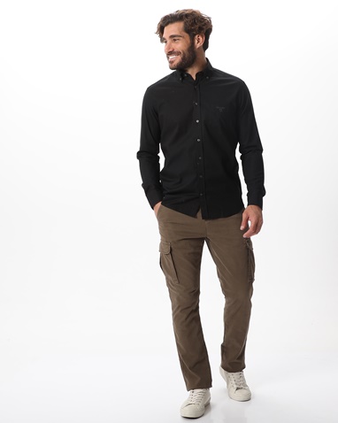 NAVY & GREEN-Ανδρικό πουκάμισο NAVY & GREEN COMFORT FIT μαύρο