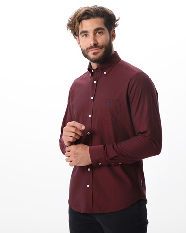 NAVY & GREEN-Ανδρικό πουκάμισο NAVY & GREEN COMFORT FIT μπορντό
