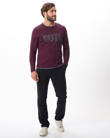 NAVY & GREEN-Ανδρικό chino παντελόνι NAVY & GREEN σκούρο μπλε