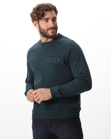 NAVY & GREEN-Ανδρική φούτερ μπλούζα NAVY & GREEN πετρόλ