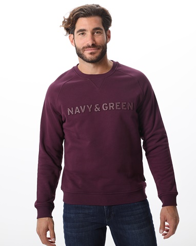 NAVY & GREEN-Ανδρική φούτερ μπλούζα FUNKY BUDDHA μπορντο