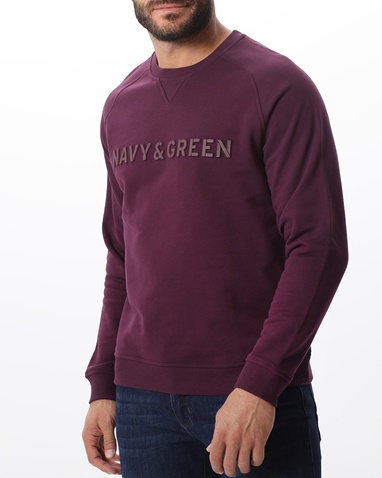 NAVY & GREEN-Ανδρική φούτερ μπλούζα FUNKY BUDDHA μπορντο