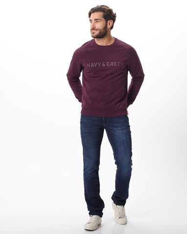 NAVY & GREEN-Ανδρική φούτερ μπλούζα FUNKY BUDDHA μπορντο