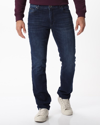 NAVY & GREEN-Ανδρικό jean παντελόνι NAVY & GREEN low waist μπλε