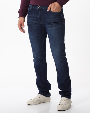 NAVY & GREEN-Ανδρικό jean παντελόνι NAVY & GREEN low waist μπλε