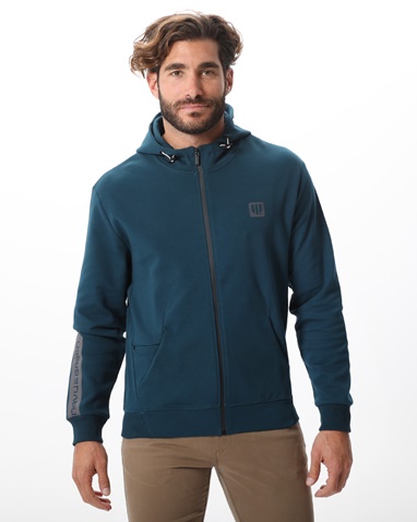 NAVY & GREEN-Ανδρική φούτερ ζακετα NAVY & GREEN πετρόλ