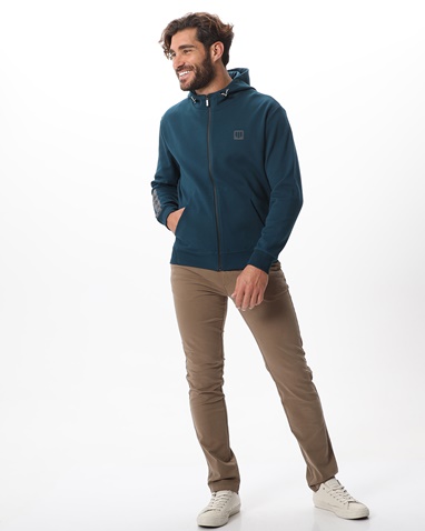 NAVY & GREEN-Ανδρική φούτερ ζακετα NAVY & GREEN πετρόλ