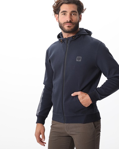 NAVY & GREEN-Ανδρική φούτερ ζακετα NAVY & GREEN μπλε