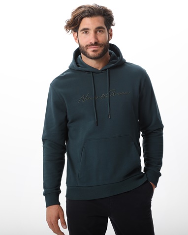 NAVY & GREEN-Ανδρική φούτερ μπλούζα NAVY & GREEN  πετρόλ