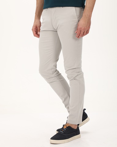 NAVY & GREEN-Ανδρικό chino παντελόνι NAVY & GREEN MODERN FIT γκρι