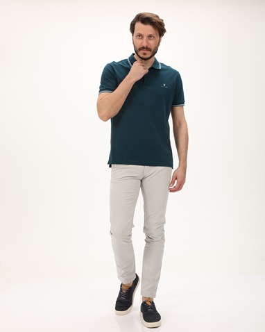 NAVY & GREEN-Ανδρικό chino παντελόνι NAVY & GREEN MODERN FIT γκρι
