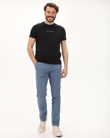 NAVY & GREEN-Ανδρικό chino παντελόνι NAVY & GREEN MODERN FIT μπλε