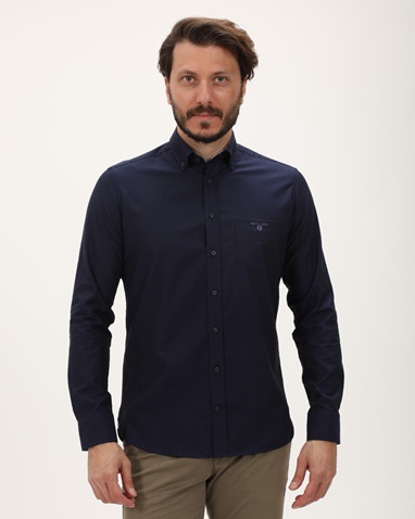 NAVY & GREEN-Ανδρικό πουκάμισο NAVY & GREEN COMFORT FIT μπλε