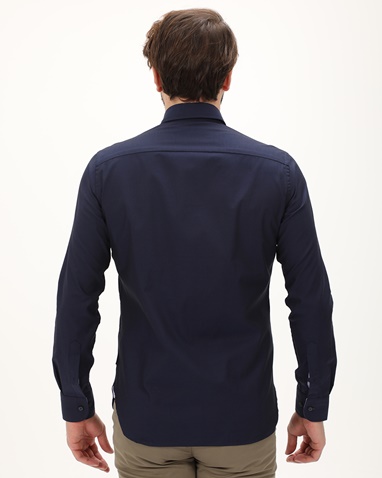 NAVY & GREEN-Ανδρικό πουκάμισο NAVY & GREEN COMFORT FIT μπλε