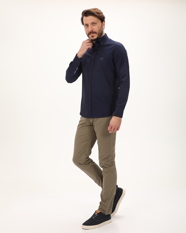 NAVY & GREEN-Ανδρικό πουκάμισο NAVY & GREEN COMFORT FIT μπλε