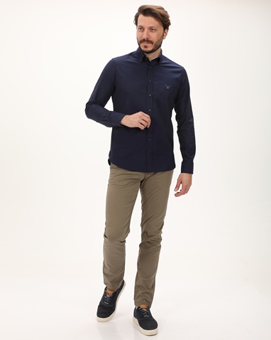 NAVY & GREEN-Ανδρικό πουκάμισο NAVY & GREEN COMFORT FIT μπλε