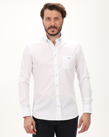 NAVY & GREEN-Ανδρικό πουκάμισο NAVY & GREEN COMFORT FIT λευκό