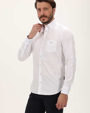 NAVY & GREEN-Ανδρικό πουκάμισο NAVY & GREEN COMFORT FIT λευκό