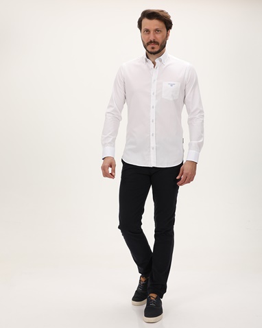 NAVY & GREEN-Ανδρικό πουκάμισο NAVY & GREEN COMFORT FIT λευκό