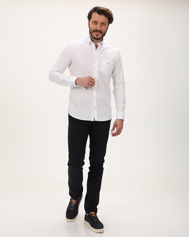 NAVY & GREEN-Ανδρικό πουκάμισο NAVY & GREEN COMFORT FIT λευκό