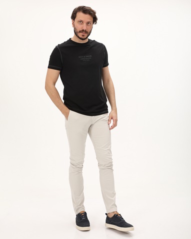 NAVY & GREEN-Ανδρικό chino παντελόνι NAVY & GREEN MODERN FIT γκρι