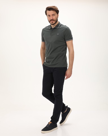 NAVY & GREEN-Ανδρικό chino παντελόνι NAVY & GREEN MODERN FIT μπλε